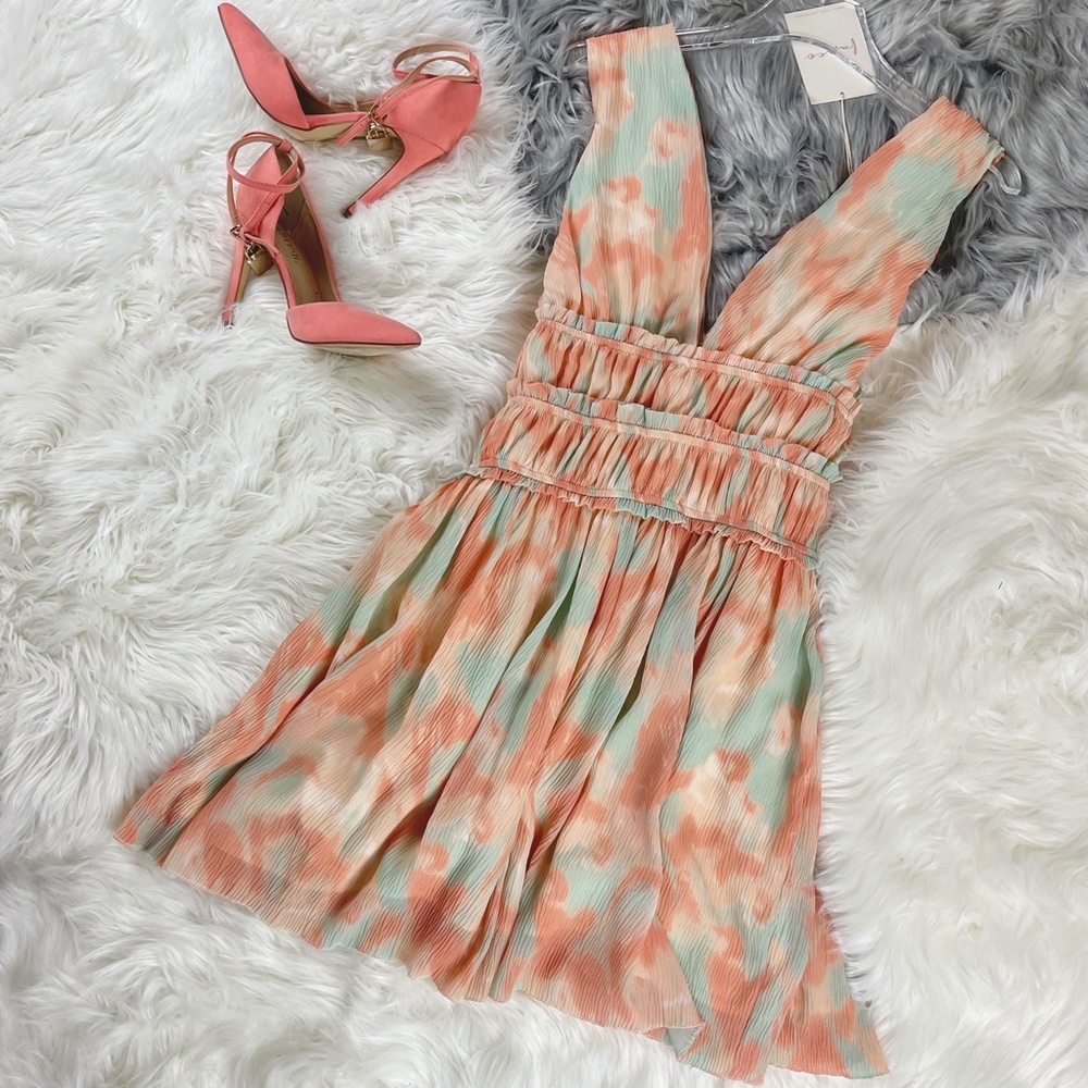 📌 FANCO “Popsicle” Luxurious Silky Sexy Mini Party Dress Colorful Chiffon Lined - Picture 9 of 15